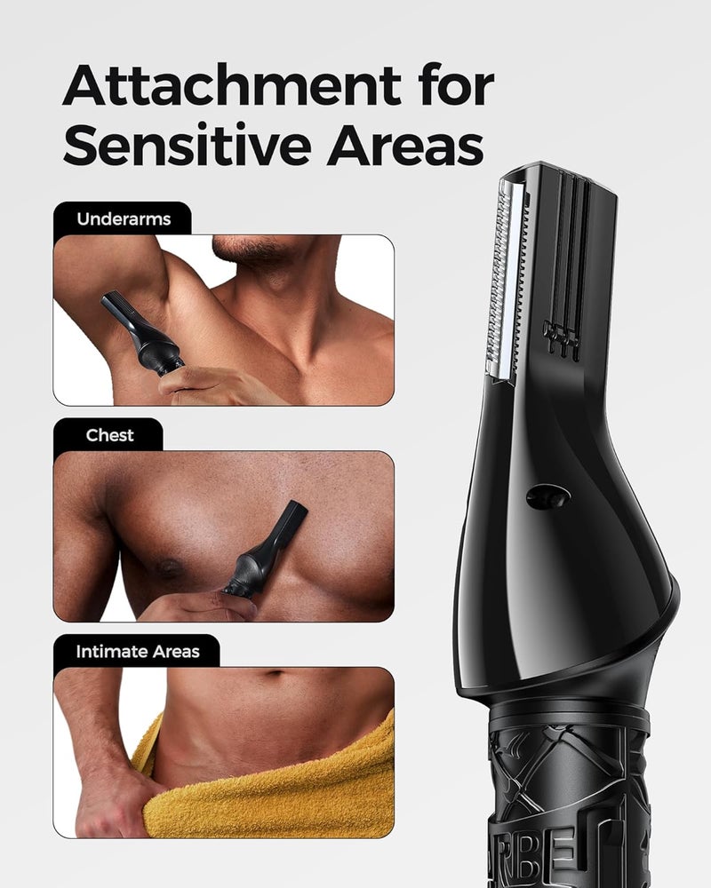 GLAKER Beard Trimmer for Men, Electric Razor for Body, Face, Mustache, Ear, Nose Hair Trimmer, Cordless Hair Clippers 17 Pieces 6-in-1 Shavers for Mens Grooming Kit, Gifts for Men - Image 4